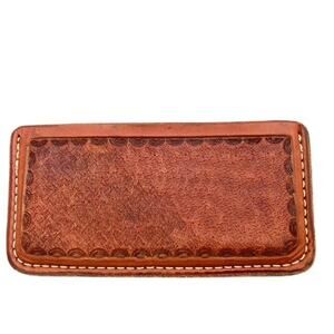 Leather Golf Scorecard Wallet Jamey Taylor Tooled with Clips for Golf Cart Visor